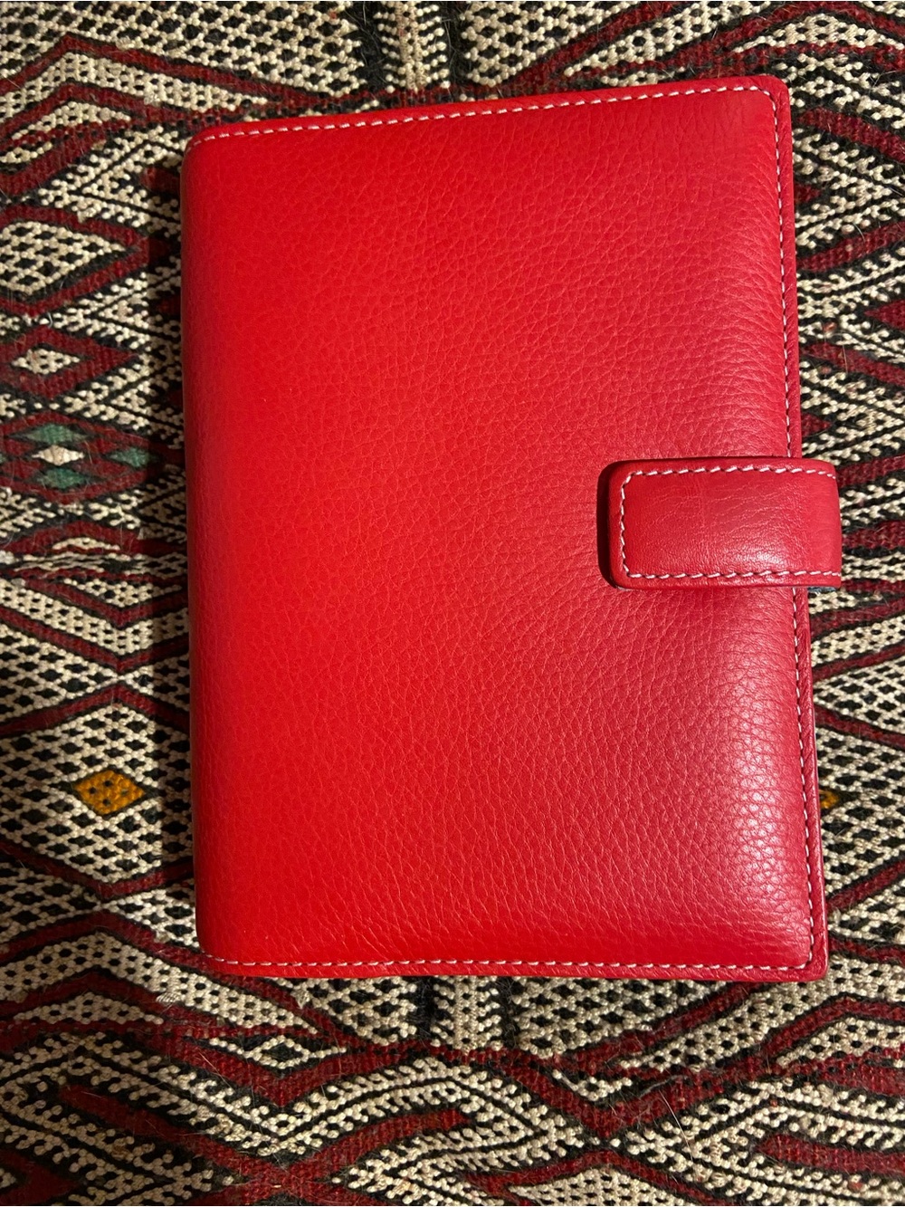 Designers Guild Red Leather Organizer with Snap Closure